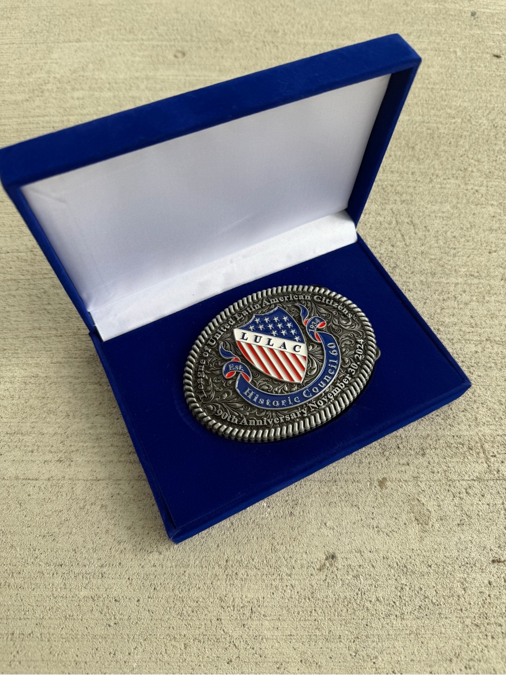 LULAC Historic Council 60 90th Anniversary 2024 Commemorative Belt Buckle w/ Box